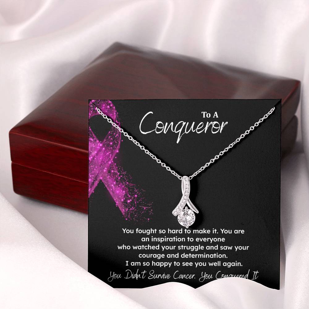 A Conqueror Fighting cancer jewelry Conqueror necklace Meaningful gift Supportive gift for cancer warriors You are strong necklace Braver necklace Stronger necklace Breast cancer necklace for soulmate Breast cancer necklace for soulmate