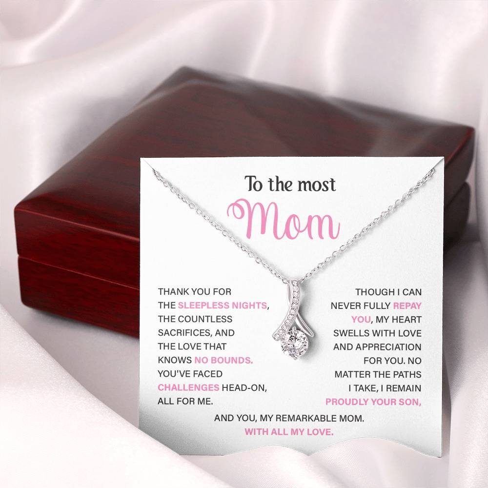 To The Most Mom Best Mother’s Day Jewelry Gift Birthday Necklace Gift Anniversary Necklace Gift Thoughtful Christmas Necklace Gift Appreciation Jewelry Gift Special Necklace Gift Special Pendant Necklace Gift Jewelry Gift With Message Card