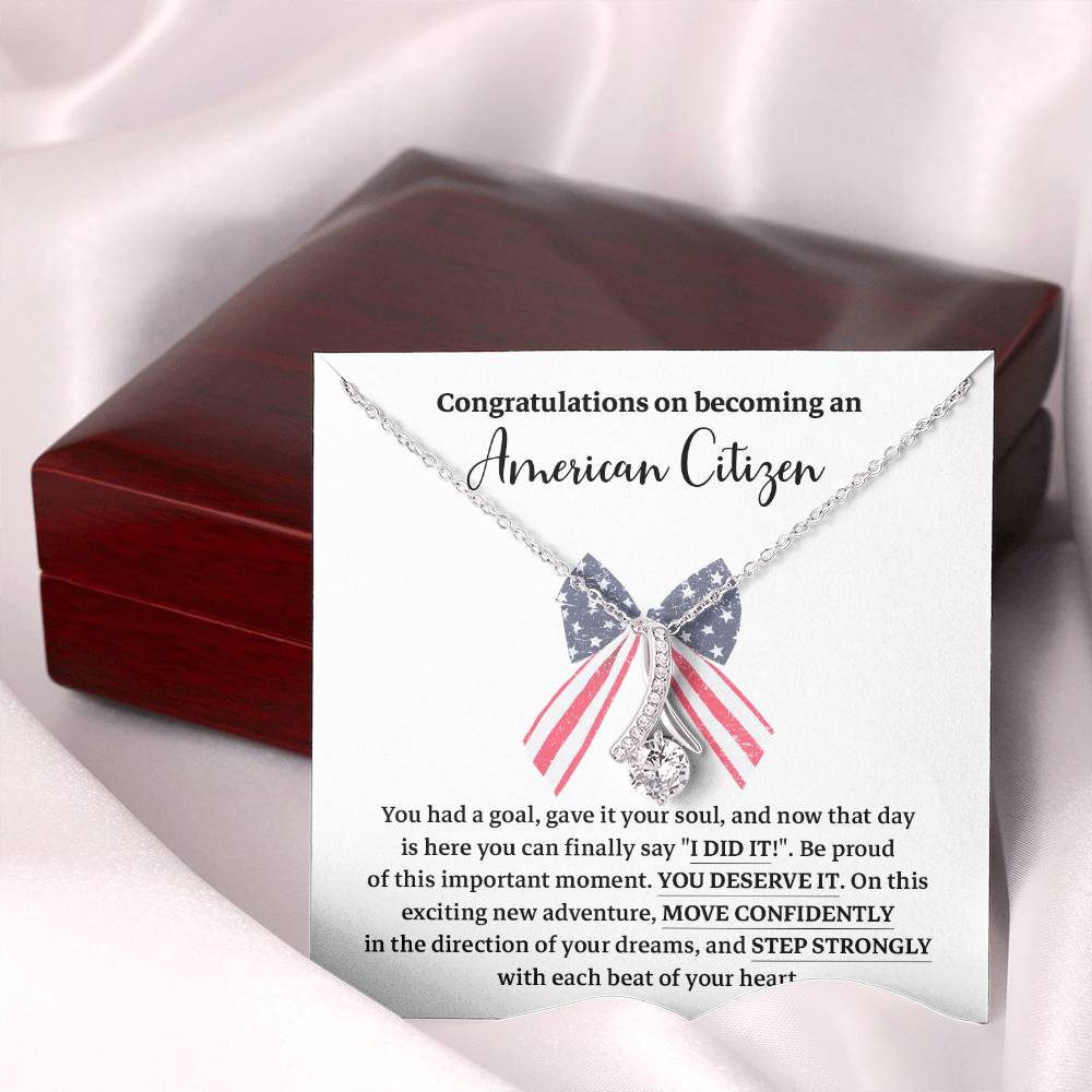 Congratulations Necklace For New American Citizen Necklace For New American Citizen Necklace With Citizenship Message  Gift For New American Adventure Necklace For U.s. Patriot Achievement Necklace For New U.s. Citizen Journey