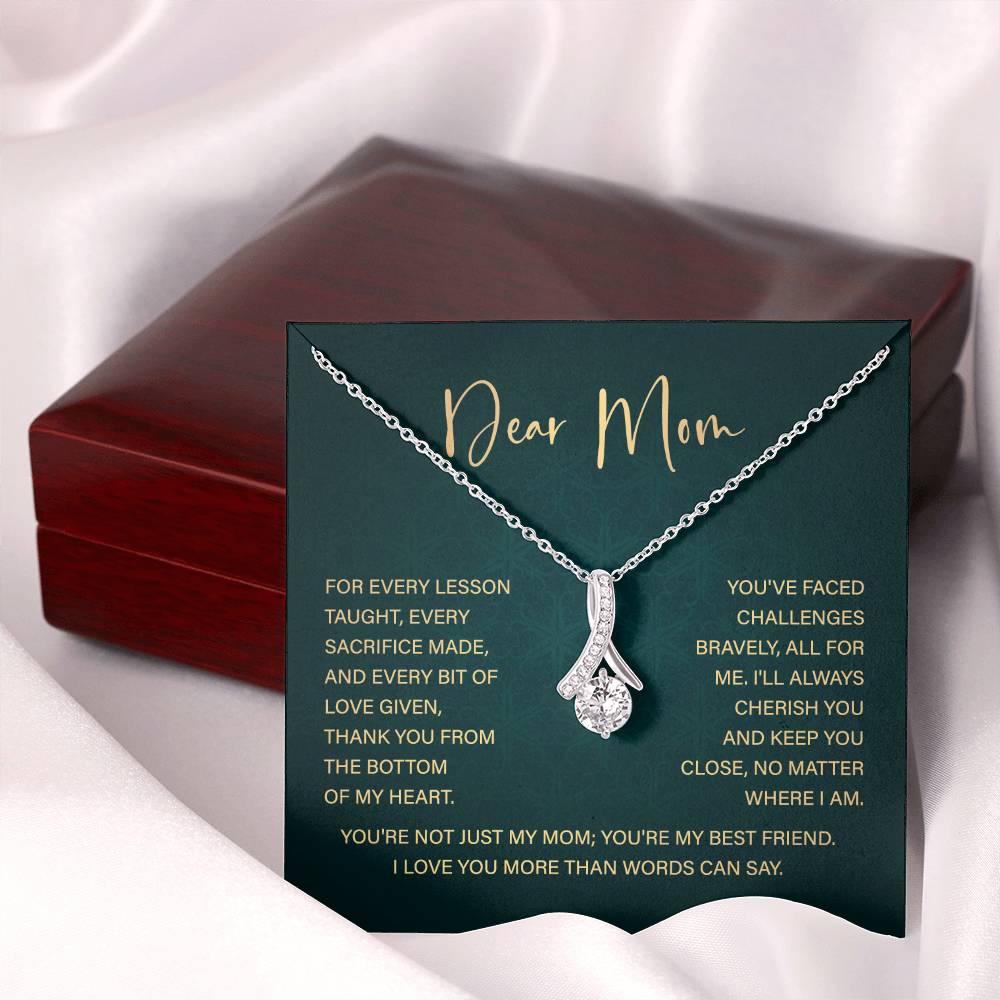 Dear Mom Mother’s Day Necklace From Daughter/son Special Birthday Jewelry For Mother Best Anniversary Necklace Gift Thoughtful Christmas Gift Just Because Necklace Gift Heart-shaped Jewelry Sentimental Necklace With Message Card