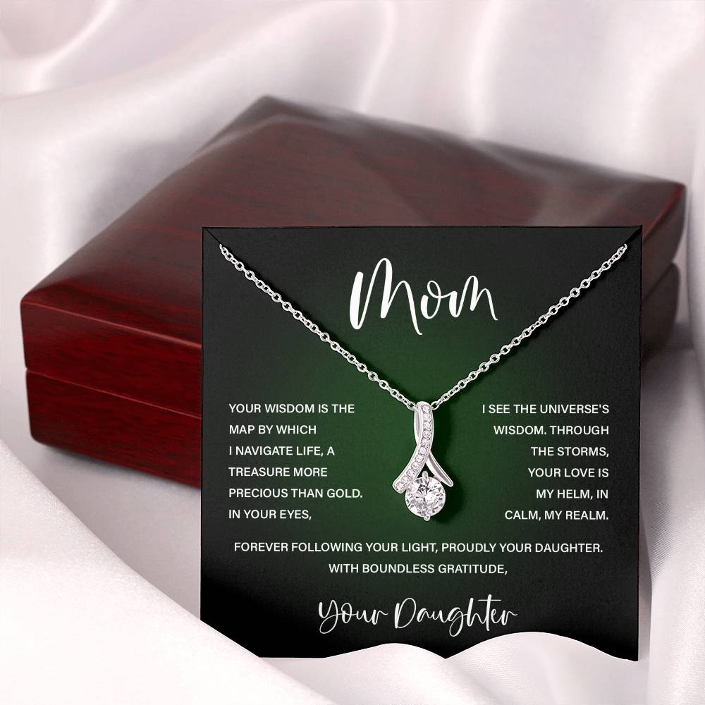 Mom Necklace from Daughter – Wisdom & Gratitude Gift with Message Card