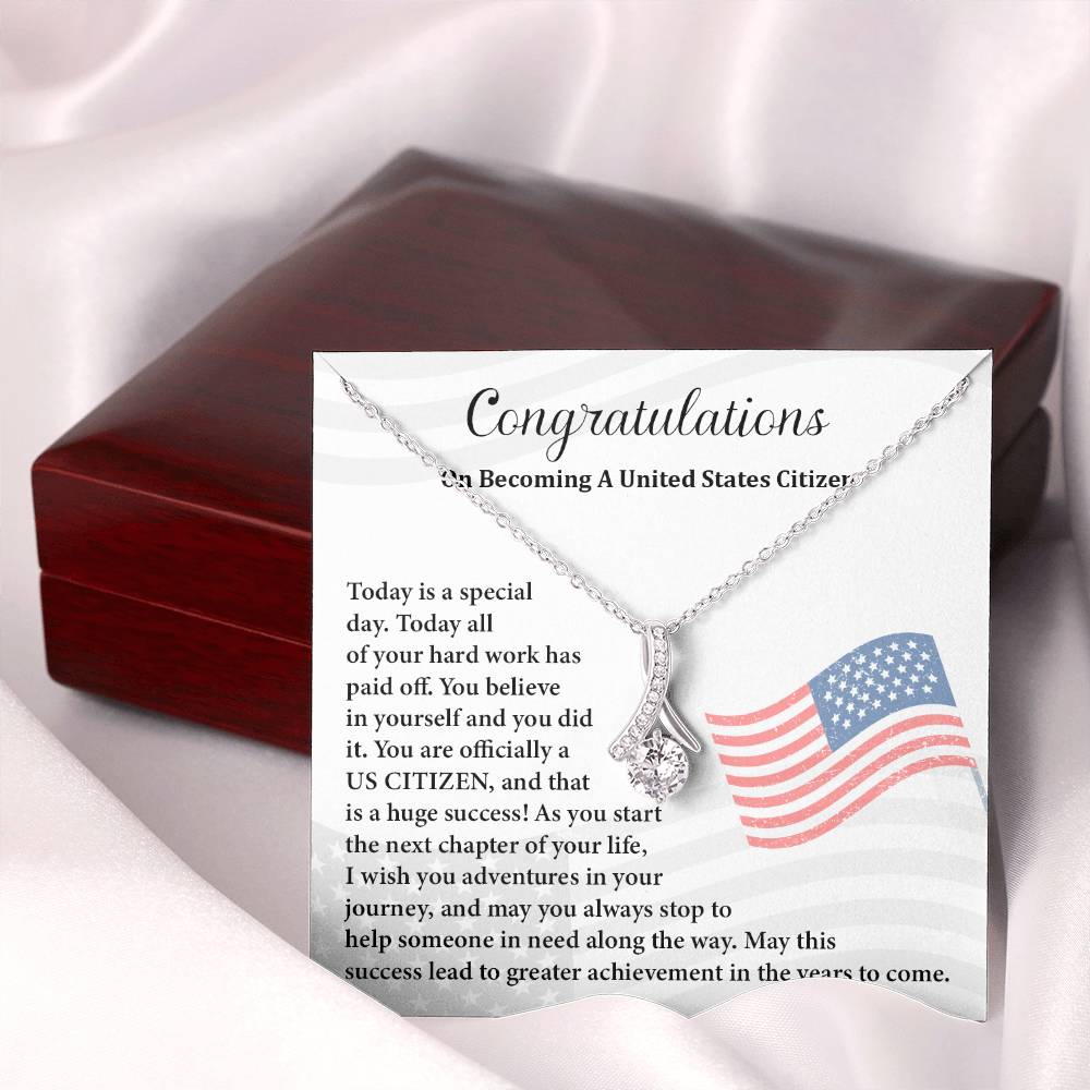 Congratulations Necklace For New U.s. Citizen Gift For New U.s. Patriot Necklace For New Journey As U.s. Citizen Gift For U.s. Citizenship Ceremony Necklace With Message Of Success Necklace For New Chapter In Life Gift For U.s. Patriot