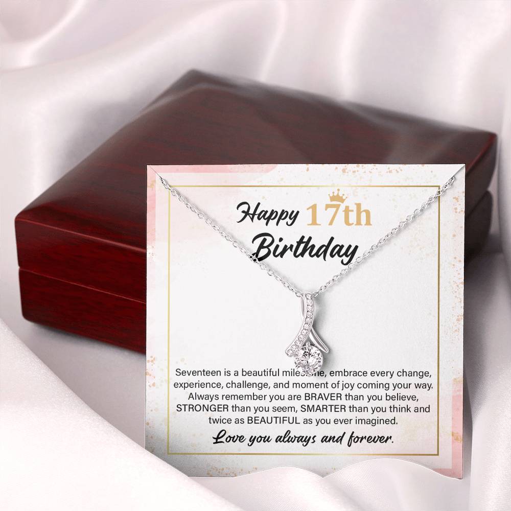 17th Birthday Necklace Gift with Loving Message Card