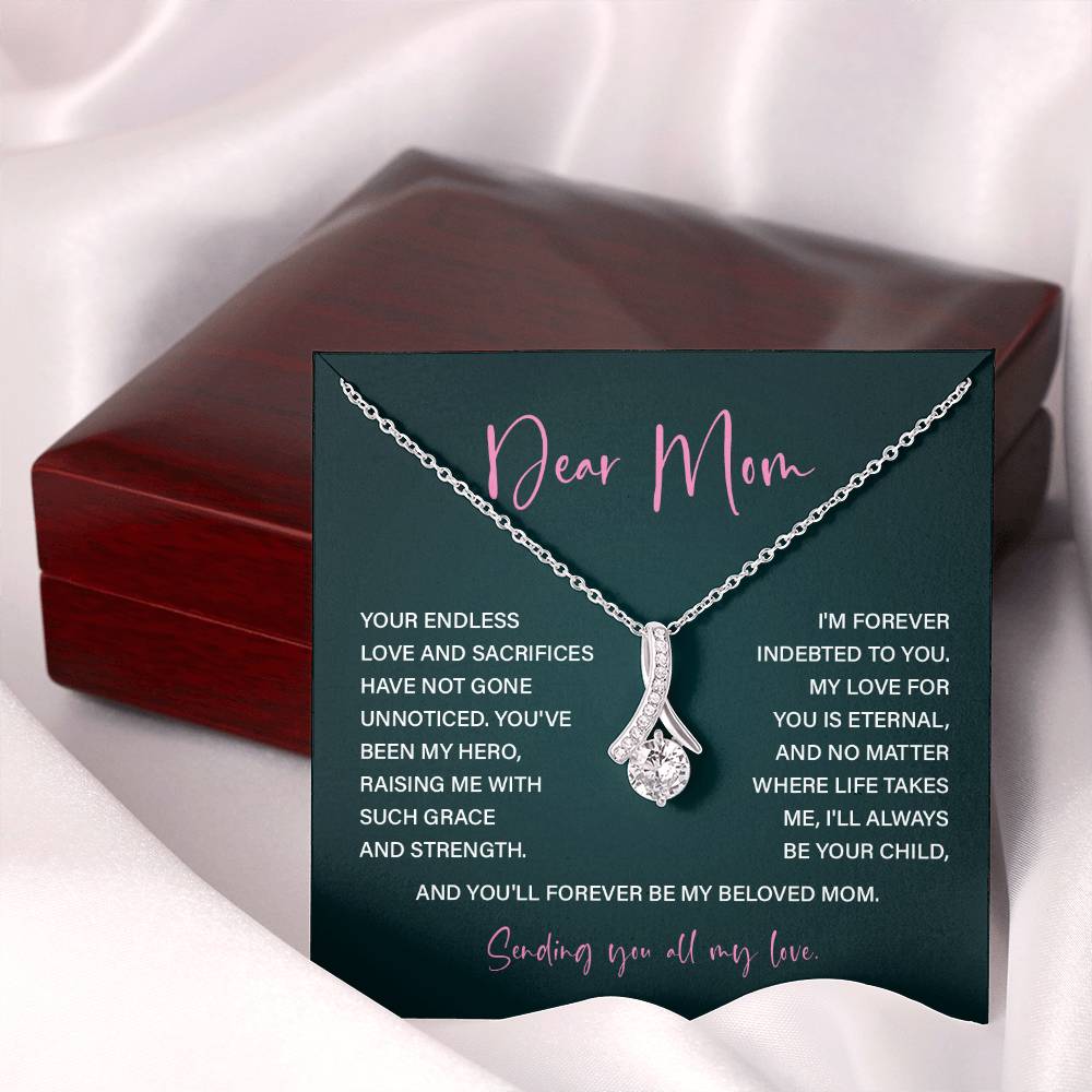 Dear Mom Mother’s Day Necklace For Mom Sentimental Birthday Gift Sentimental Anniversary Gift Christmas Jewelry Gift Best Thank You Gift  Special Necklace Jewelry Gift With Message Card