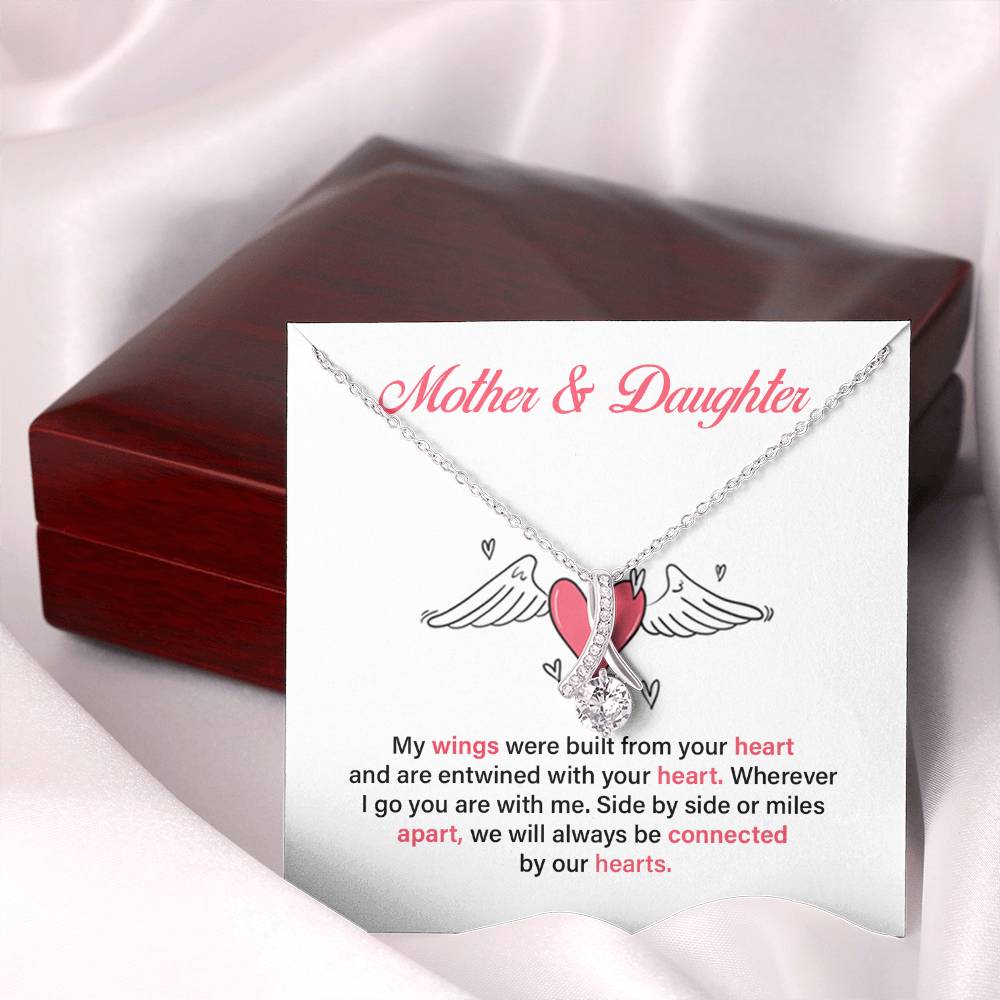 Mother Daughter Heart Necklace with Message Card