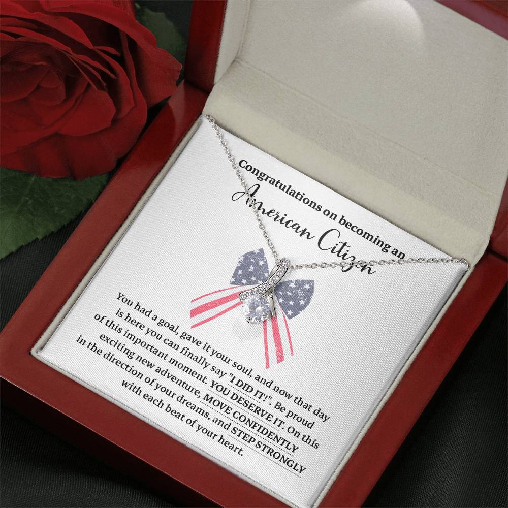 Congratulations Necklace For New American Citizen Necklace For New American Citizen Necklace With Citizenship Message  Gift For New American Adventure Necklace For U.s. Patriot Achievement Necklace For New U.s. Citizen Journey