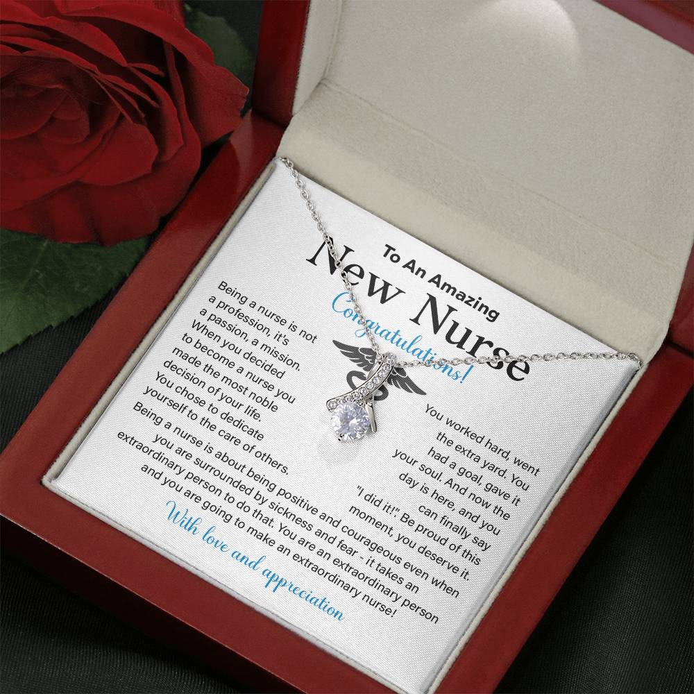 New Nurse Necklace Gift with Congratulations Card