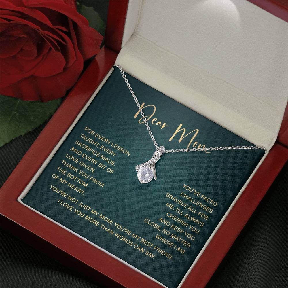 Dear Mom Mother’s Day Necklace From Daughter/son Special Birthday Jewelry For Mother Best Anniversary Necklace Gift Thoughtful Christmas Gift Just Because Necklace Gift Heart-shaped Jewelry Sentimental Necklace With Message Card