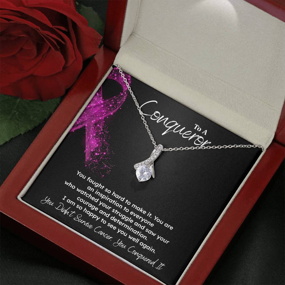 A Conqueror Fighting cancer jewelry Conqueror necklace Meaningful gift Supportive gift for cancer warriors You are strong necklace Braver necklace Stronger necklace Breast cancer necklace for soulmate Breast cancer necklace for soulmate