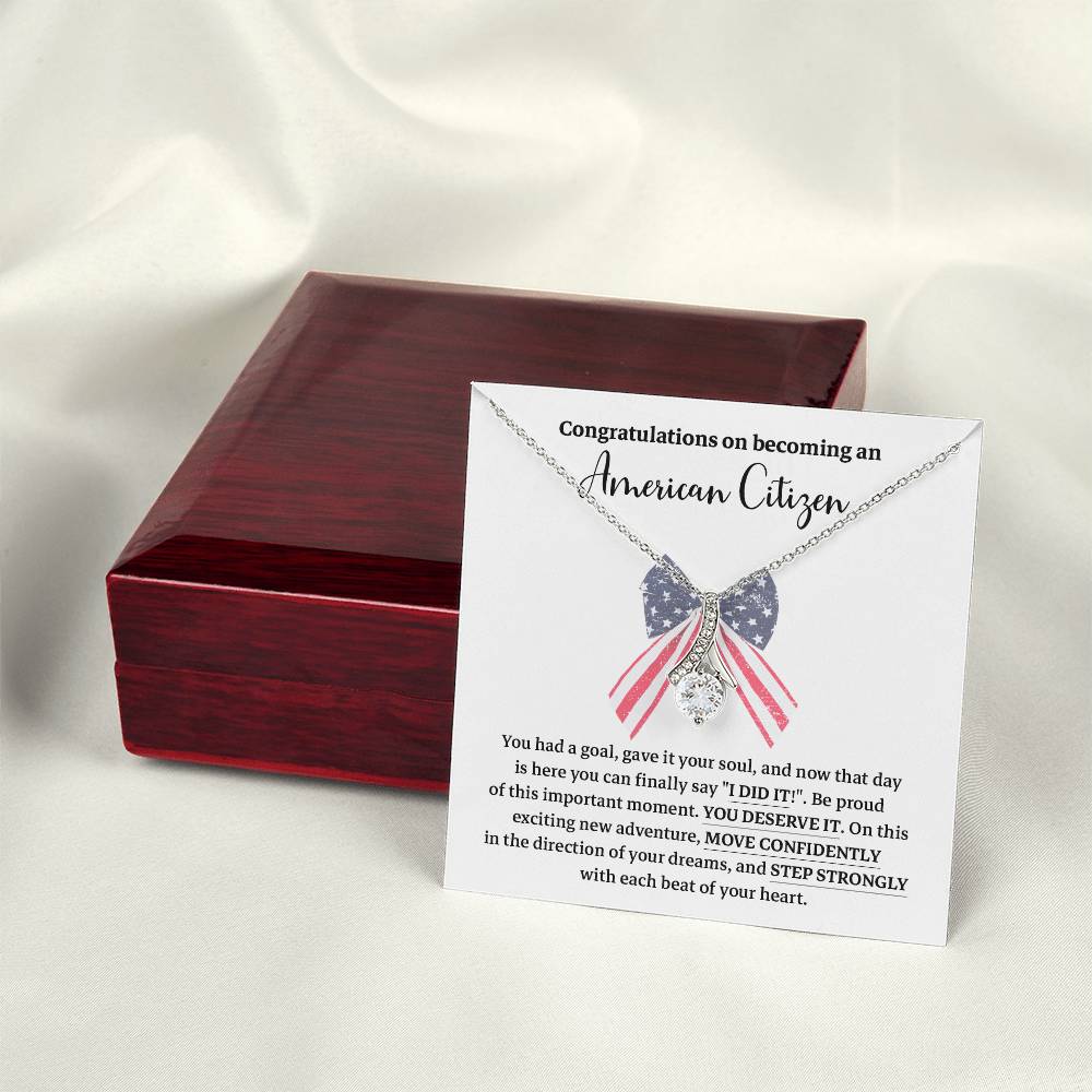 Congratulations Necklace For New American Citizen Necklace For New American Citizen Necklace With Citizenship Message  Gift For New American Adventure Necklace For U.s. Patriot Achievement Necklace For New U.s. Citizen Journey