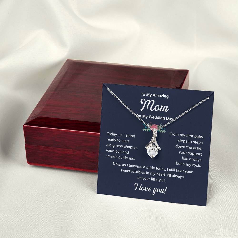 To My Mom Necklace Gift on My Wedding Day With Message