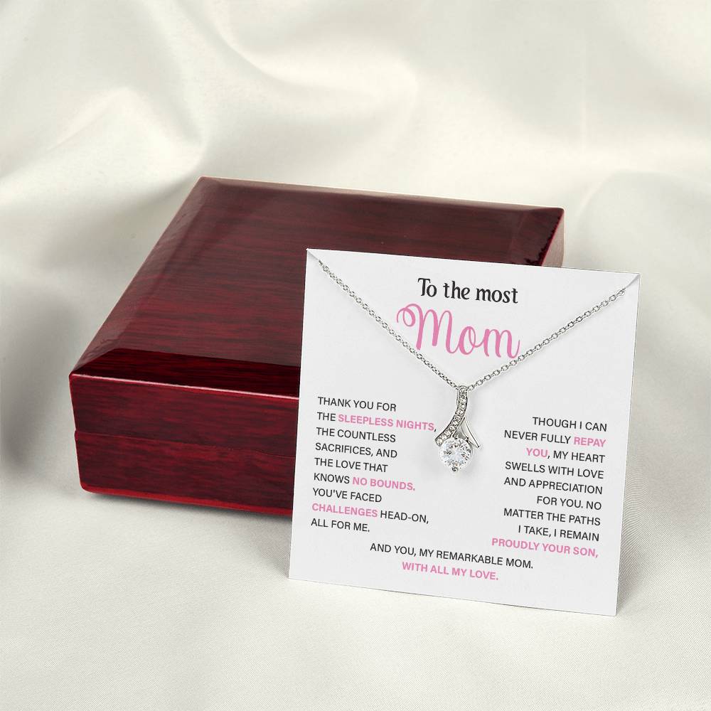 To The Most Mom Best Mother’s Day Jewelry Gift Birthday Necklace Gift Anniversary Necklace Gift Thoughtful Christmas Necklace Gift Appreciation Jewelry Gift Special Necklace Gift Special Pendant Necklace Gift Jewelry Gift With Message Card