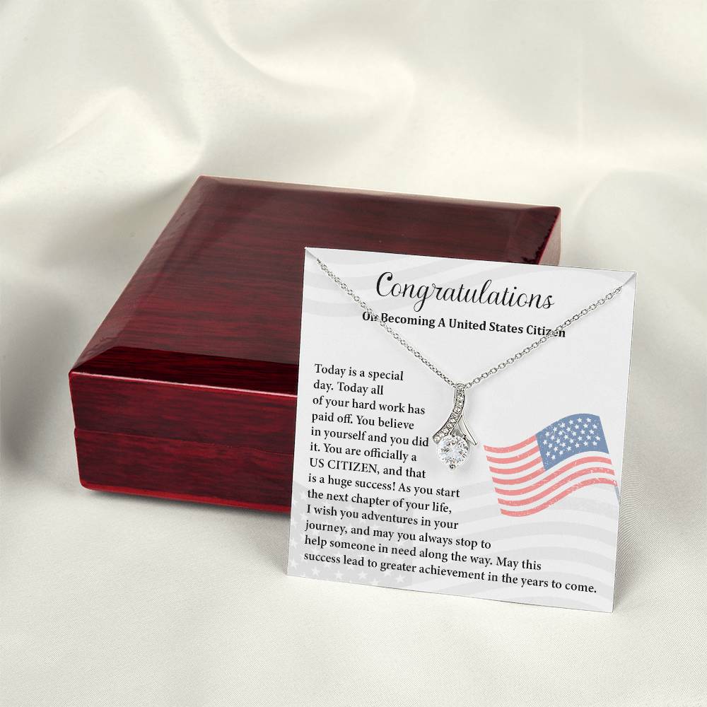 Congratulations Necklace For New U.s. Citizen Gift For New U.s. Patriot Necklace For New Journey As U.s. Citizen Gift For U.s. Citizenship Ceremony Necklace With Message Of Success Necklace For New Chapter In Life Gift For U.s. Patriot