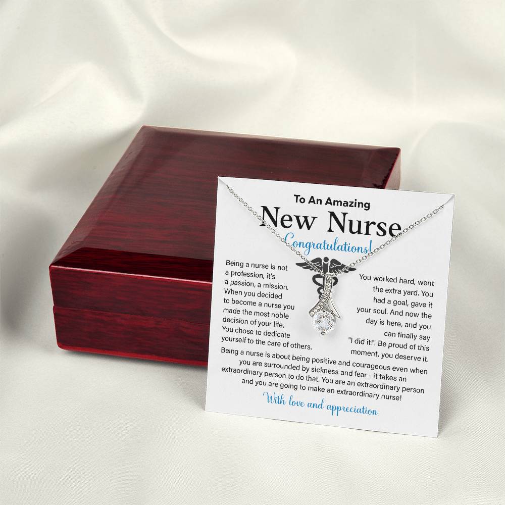 New Nurse Necklace Gift with Congratulations Card