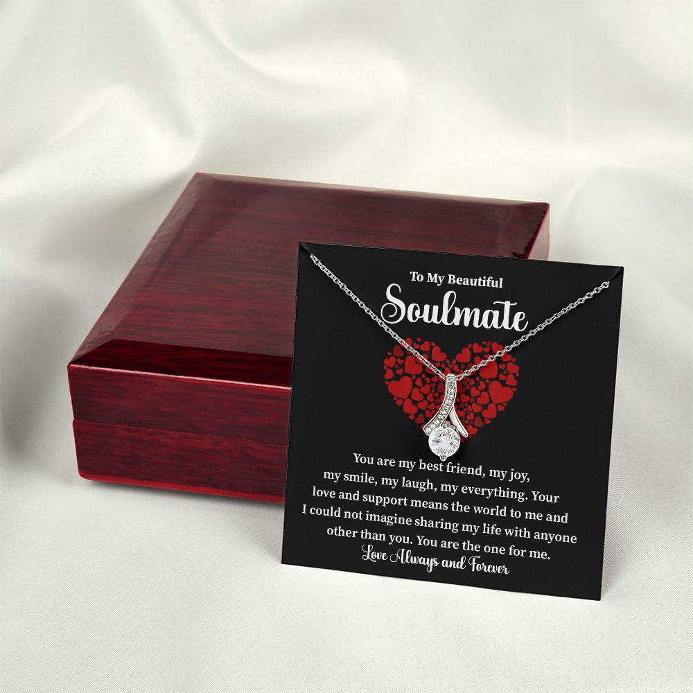 Soulmate Necklace Gift for Her with Love Note Card
