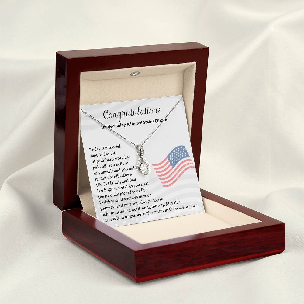 Congratulations Necklace For New U.s. Citizen Gift For New U.s. Patriot Necklace For New Journey As U.s. Citizen Gift For U.s. Citizenship Ceremony Necklace With Message Of Success Necklace For New Chapter In Life Gift For U.s. Patriot