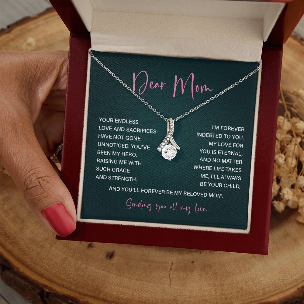 Dear Mom Mother’s Day Necklace For Mom Sentimental Birthday Gift Sentimental Anniversary Gift Christmas Jewelry Gift Best Thank You Gift  Special Necklace Jewelry Gift With Message Card