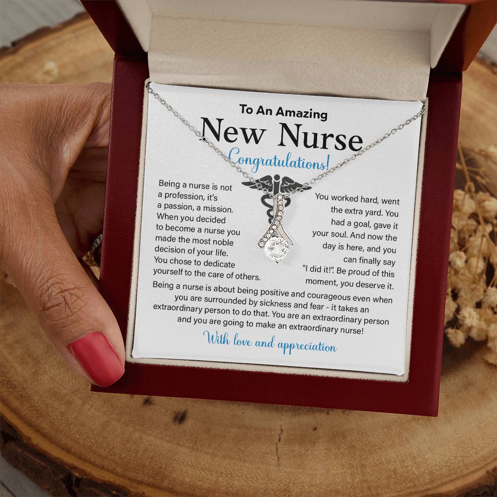 New Nurse Necklace Gift with Congratulations Card