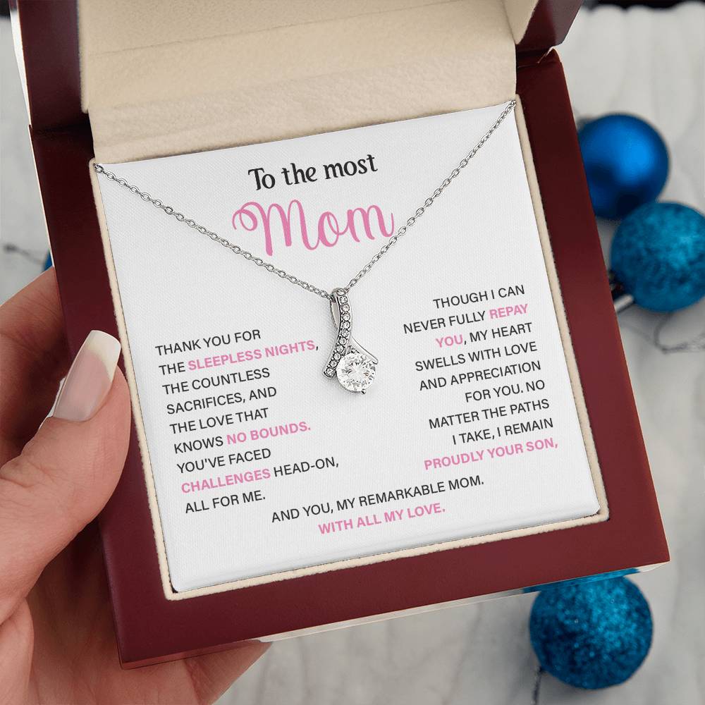 To The Most Mom Best Mother’s Day Jewelry Gift Birthday Necklace Gift Anniversary Necklace Gift Thoughtful Christmas Necklace Gift Appreciation Jewelry Gift Special Necklace Gift Special Pendant Necklace Gift Jewelry Gift With Message Card