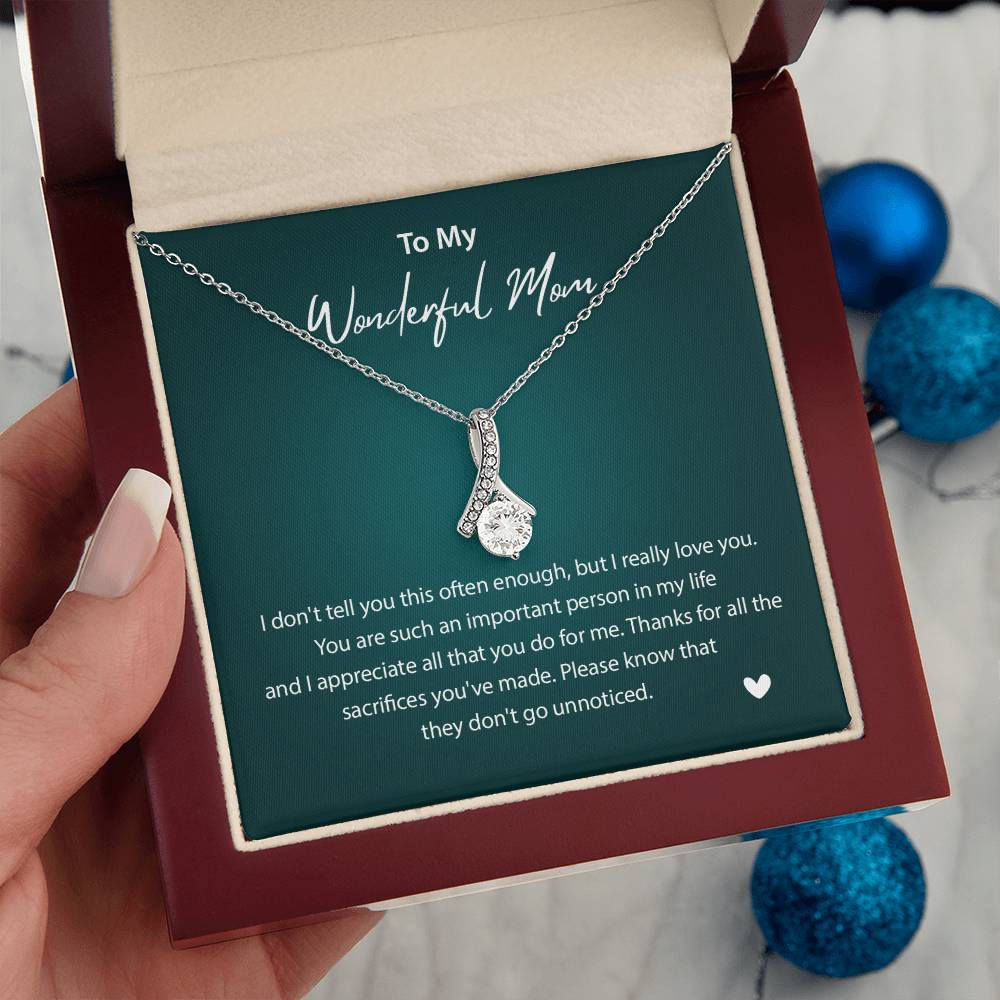 To My Wonderful Mom Wonderful Mom Necklace Gift Unique Gift For Mother-child Bond Unique Gift For Mother-child Bond Necklace For Family Bond Thoughtful Gift For Mother-child Bond Spiritual Bond With Mom Necklace Spiritual Bond With Mom Necklace