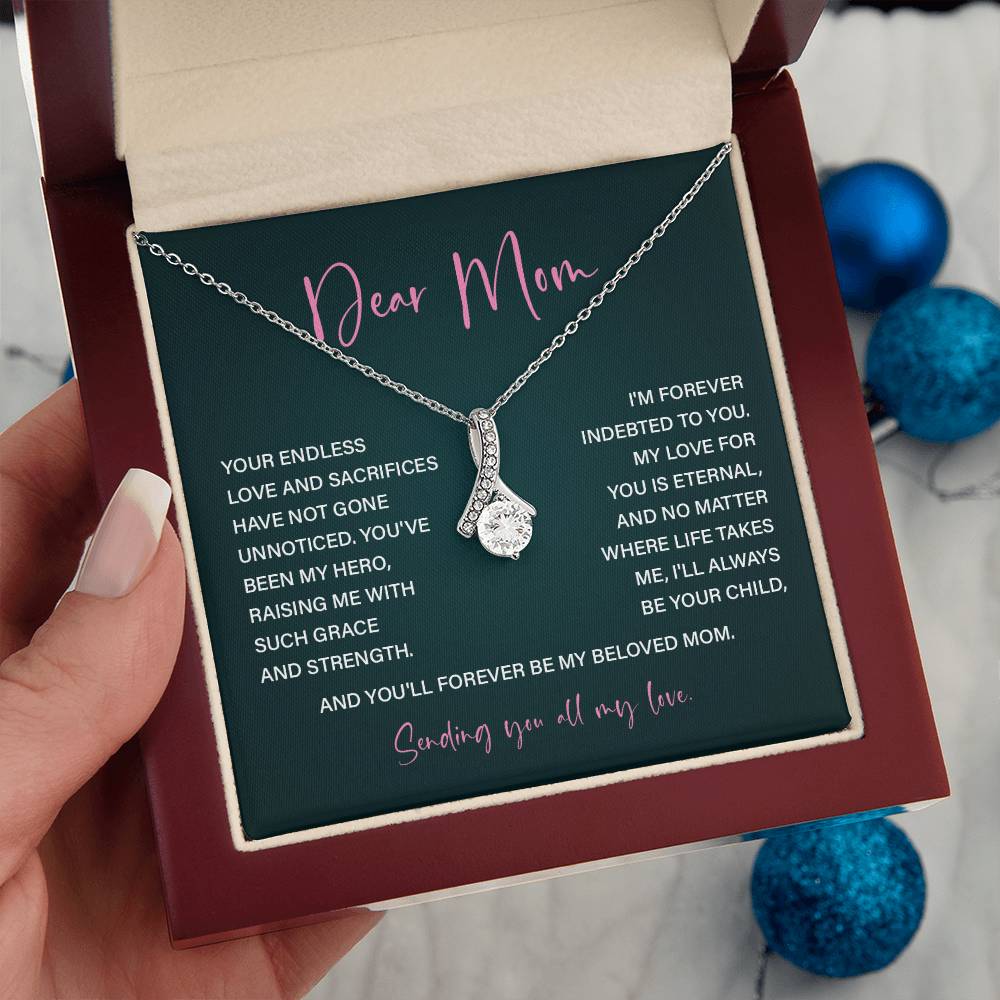 Dear Mom Mother’s Day Necklace For Mom Sentimental Birthday Gift Sentimental Anniversary Gift Christmas Jewelry Gift Best Thank You Gift  Special Necklace Jewelry Gift With Message Card