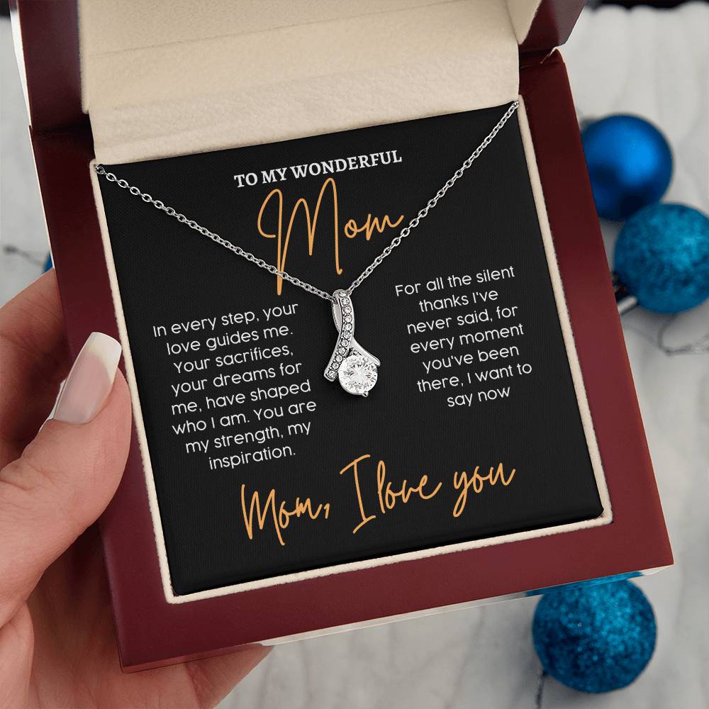 To My Wonderful Mom, Unique Mother’s Day Love Necklace Unique Engraved Mother's Day Pendant Unique Mother's Day Love Message Pendant Dreams For Me Necklace Appreciation Necklace Gift Gratitude Jewelry