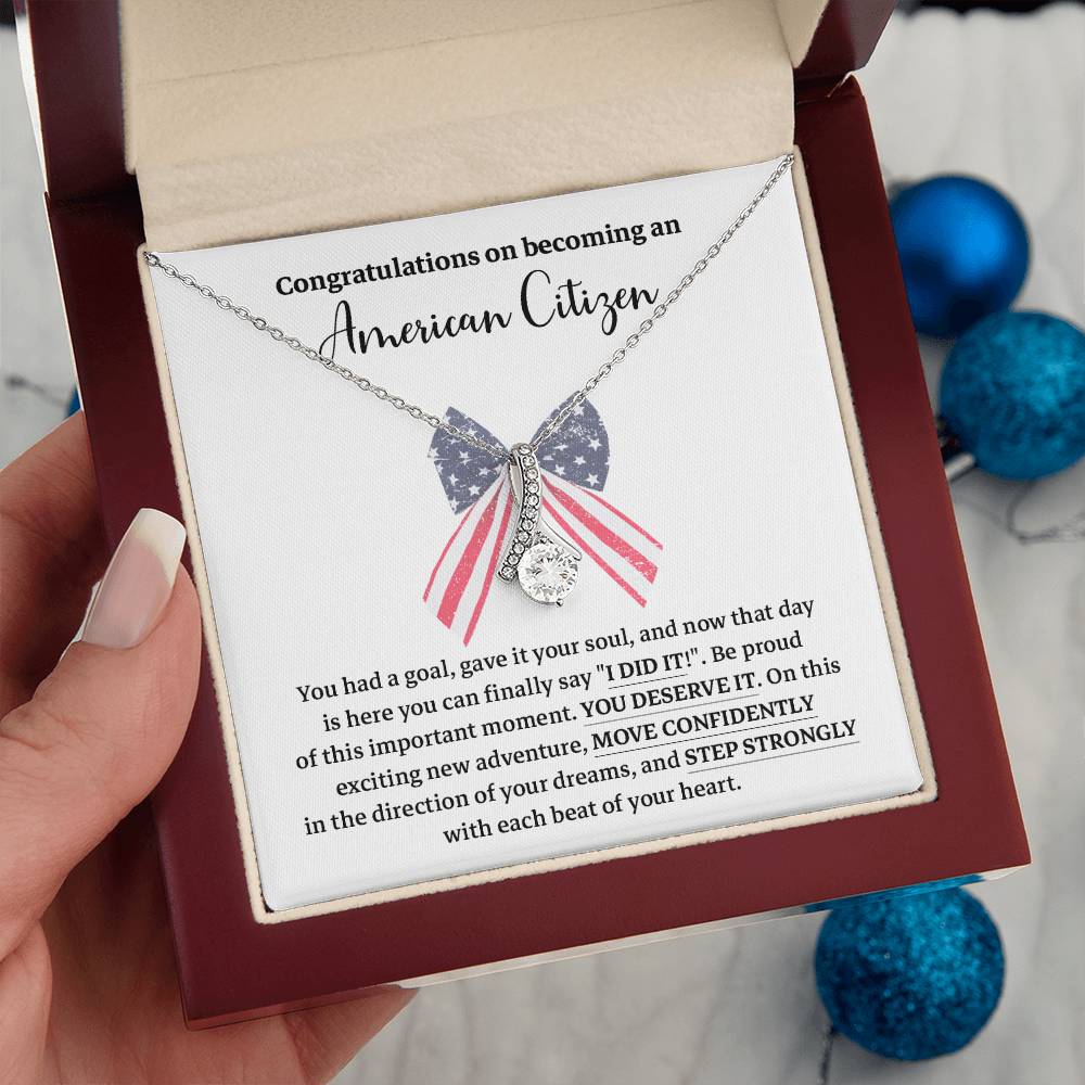 Congratulations Necklace For New American Citizen Necklace For New American Citizen Necklace With Citizenship Message  Gift For New American Adventure Necklace For U.s. Patriot Achievement Necklace For New U.s. Citizen Journey