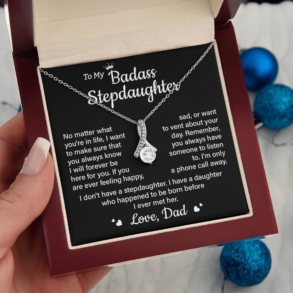 To My Badass Stepdaughter – Dad to Daughter Pendant Gift