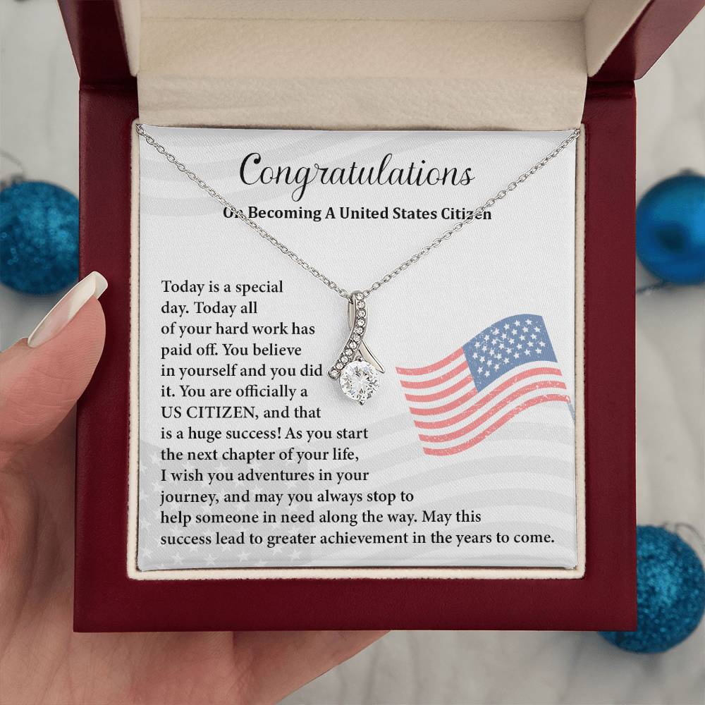 Congratulations Necklace For New U.s. Citizen Gift For New U.s. Patriot Necklace For New Journey As U.s. Citizen Gift For U.s. Citizenship Ceremony Necklace With Message Of Success Necklace For New Chapter In Life Gift For U.s. Patriot