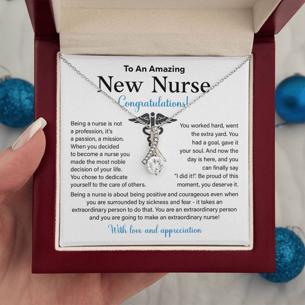 New Nurse Necklace Gift with Congratulations Card