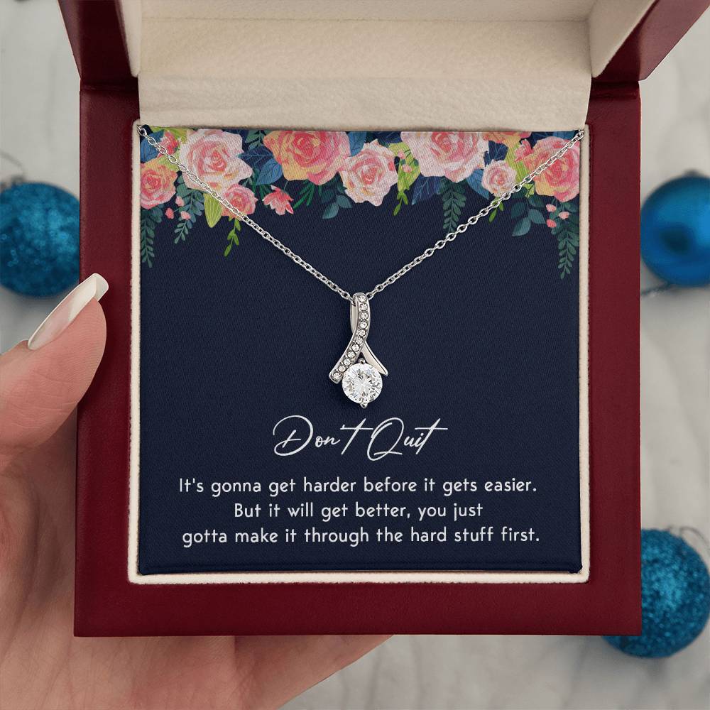 Don't Quit Meaningful Gift Don't Quit Necklace Supportive Gift You Are Strong Necklace Cancer Survivor Jewelry Stronger Necklace Braver Necklace Breast Cancer Necklace For Soulmate Motivational Jewelry Emotional Connection Necklace Never Give Up Necklace