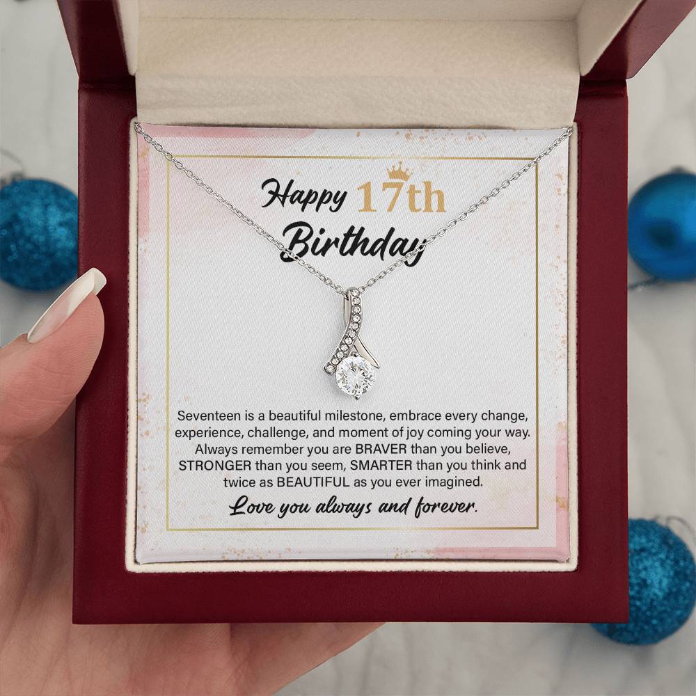 17th Birthday Necklace Gift with Loving Message Card