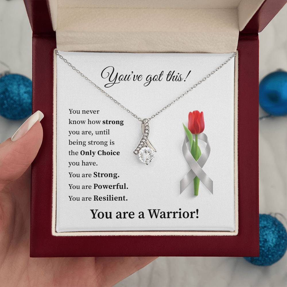 You Are a Warrior Silver Ribbon Necklace Strength & Support Gift for Her