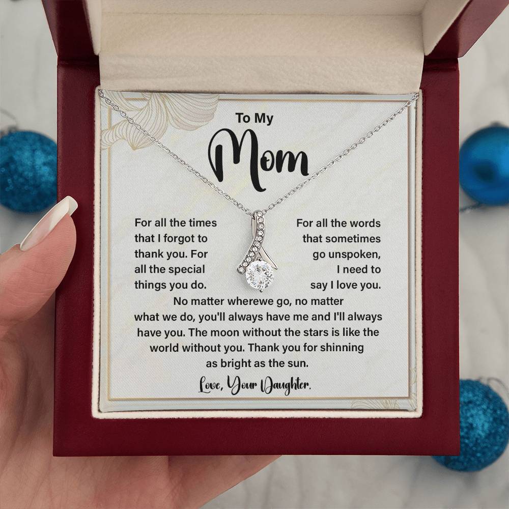 Daughter to Mom Necklace Gift with Message Card Box