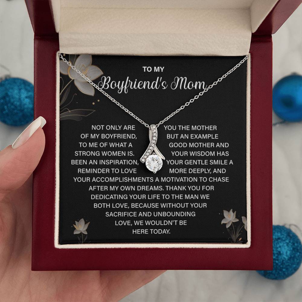 Boyfriend’s Mom Necklace Gift with Floral Message Card