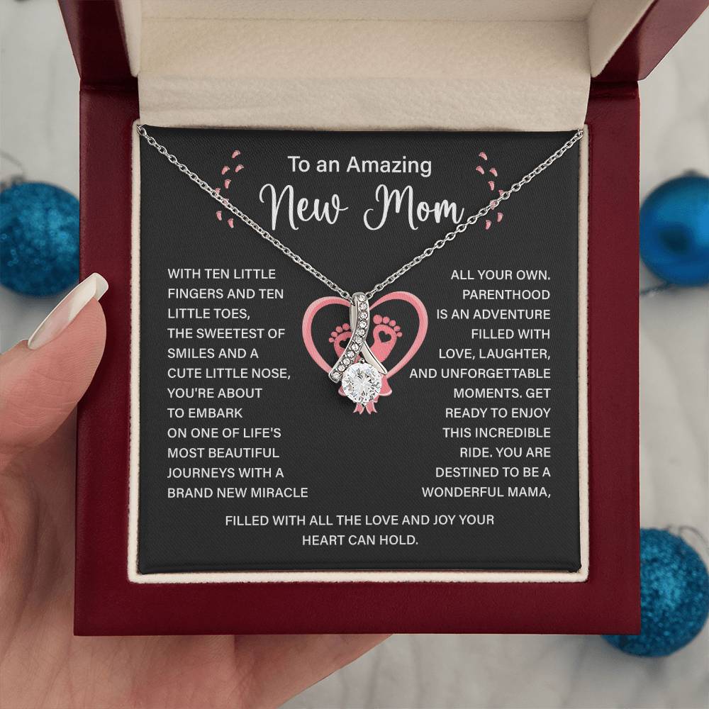 New Mom Necklace Gift with Message for Baby Shower