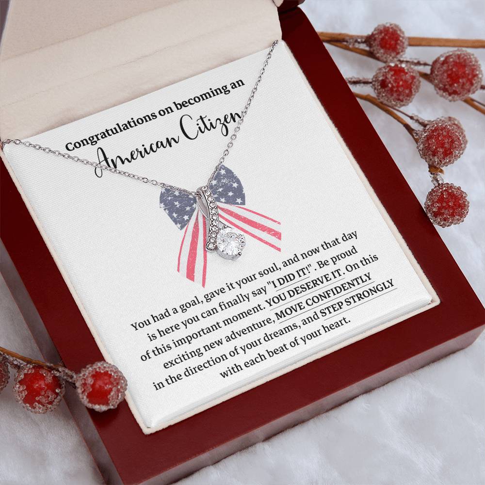 Congratulations Necklace For New American Citizen Necklace For New American Citizen Necklace With Citizenship Message  Gift For New American Adventure Necklace For U.s. Patriot Achievement Necklace For New U.s. Citizen Journey