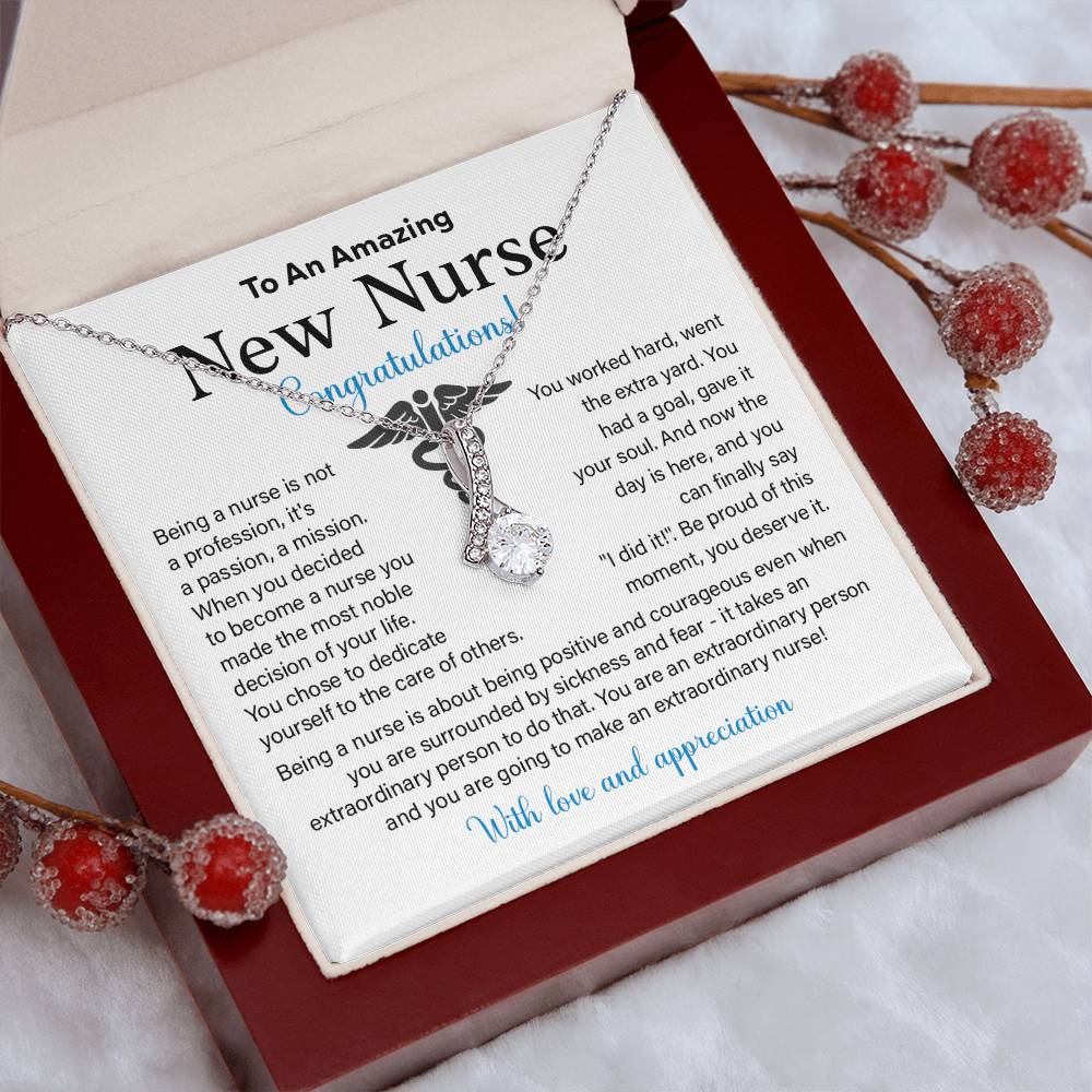 New Nurse Necklace Gift with Congratulations Card
