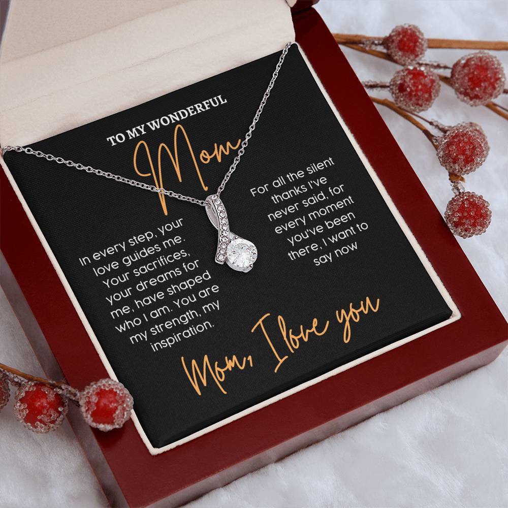 To My Wonderful Mom, Unique Mother’s Day Love Necklace Unique Engraved Mother's Day Pendant Unique Mother's Day Love Message Pendant Dreams For Me Necklace Appreciation Necklace Gift Gratitude Jewelry