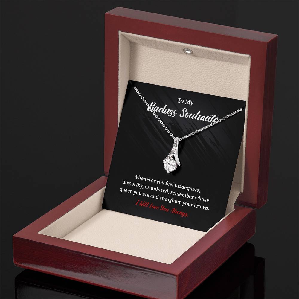 Soulmate Necklace Gift for Her with Bold Message Card