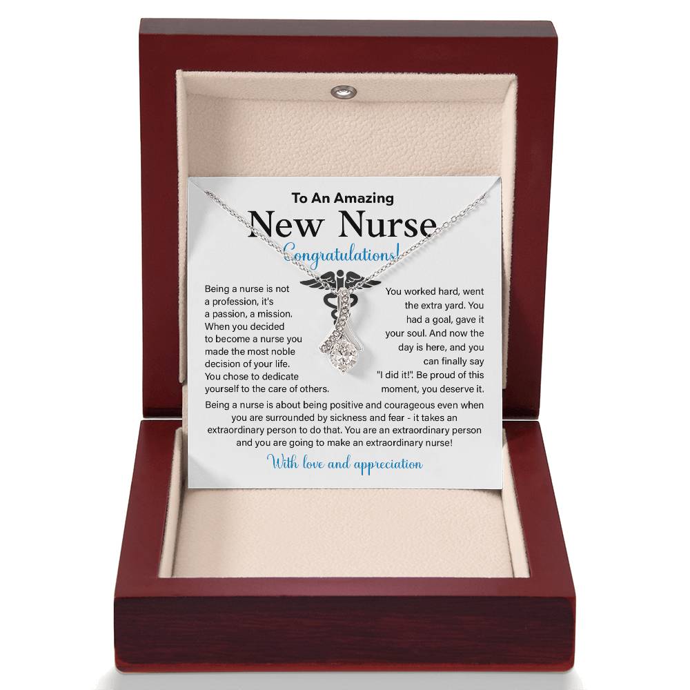 New Nurse Necklace Gift with Congratulations Card