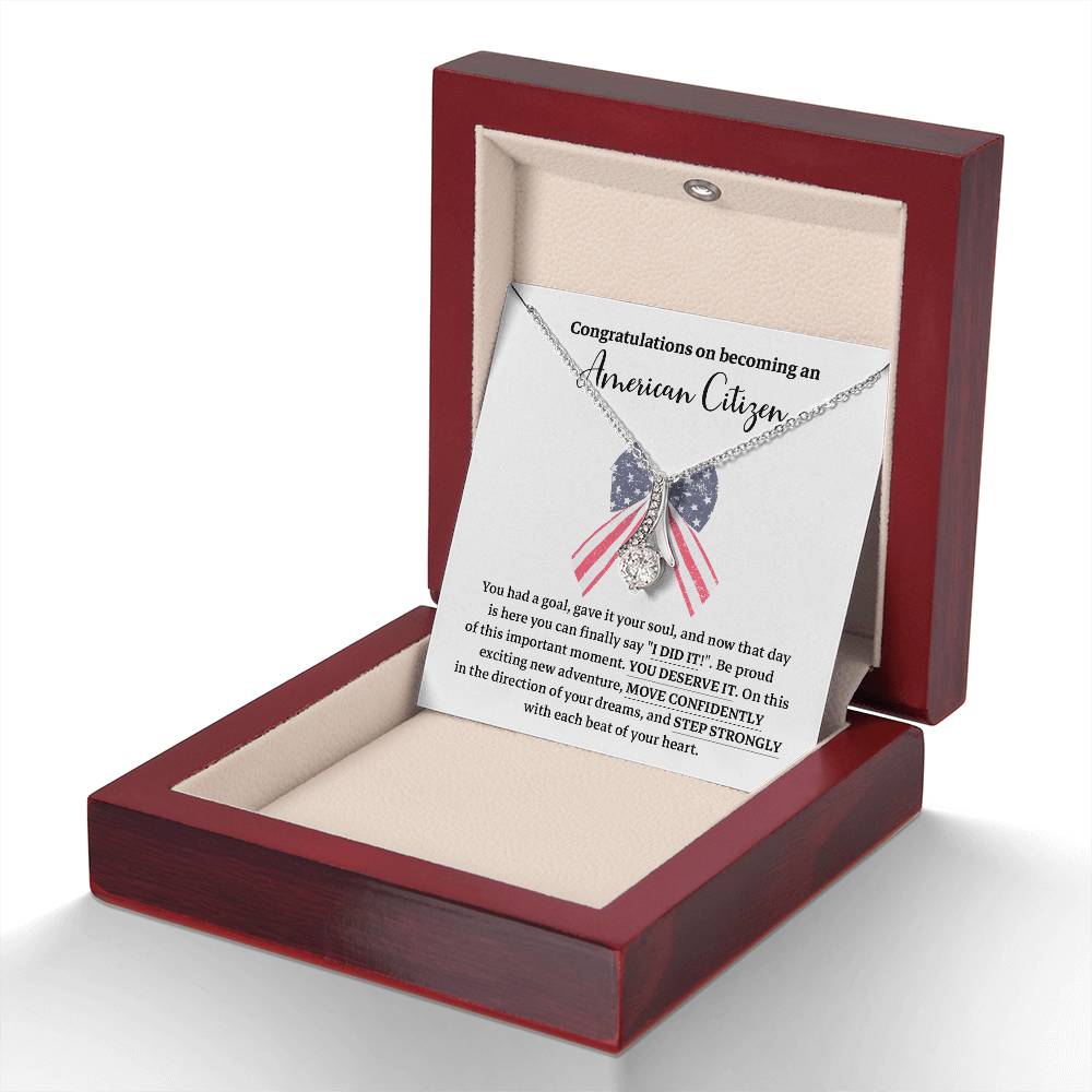 Congratulations Necklace For New American Citizen Necklace For New American Citizen Necklace With Citizenship Message  Gift For New American Adventure Necklace For U.s. Patriot Achievement Necklace For New U.s. Citizen Journey