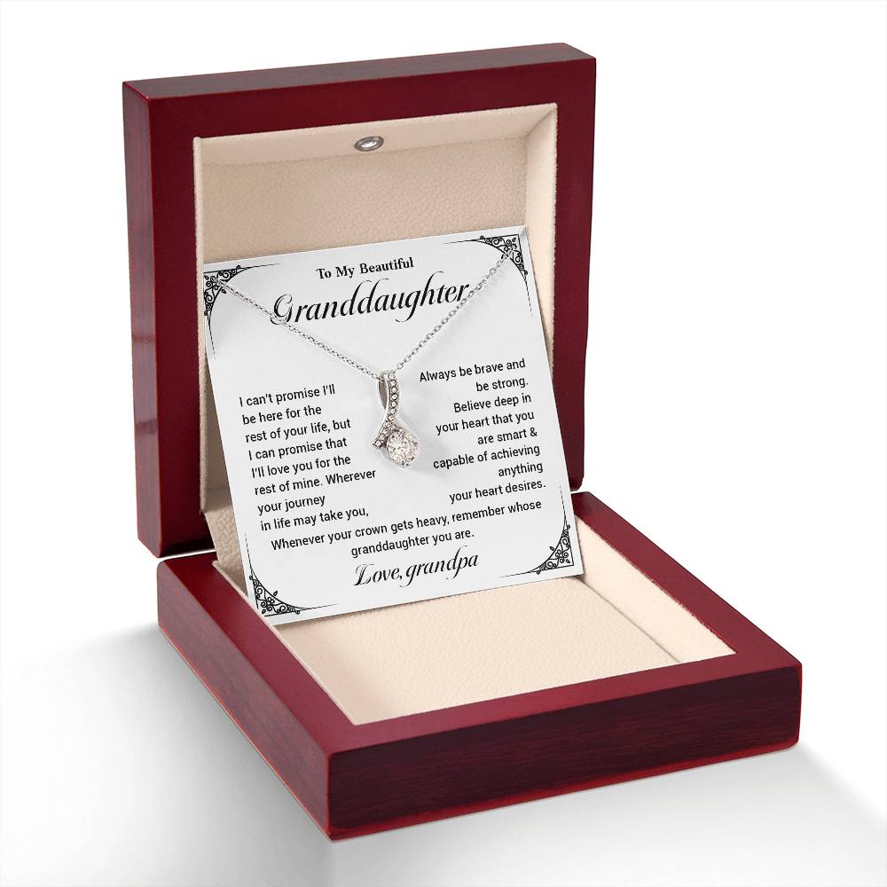 Granddaughter Necklace Gift from Grandpa – Crown & Strength Message