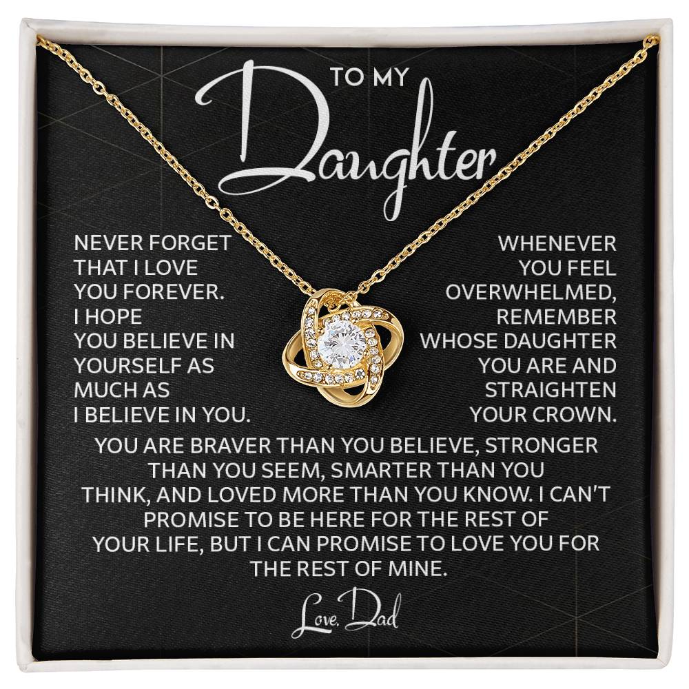 Daughter Gift from Dad – Love Knot Necklace with Emotional Card