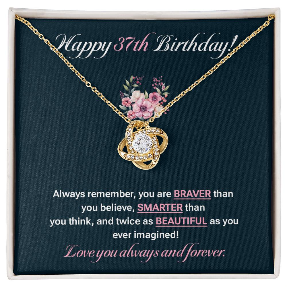 Happy 37th Birthday Necklace Loving Gift For 37-year Milestone Special Gift For 37-year-old Sentimental Necklace For 37th Birthday Jewelry With Message Of Strength Gift For Daughter’s 37th Birthday Special 37th Birthday Necklace