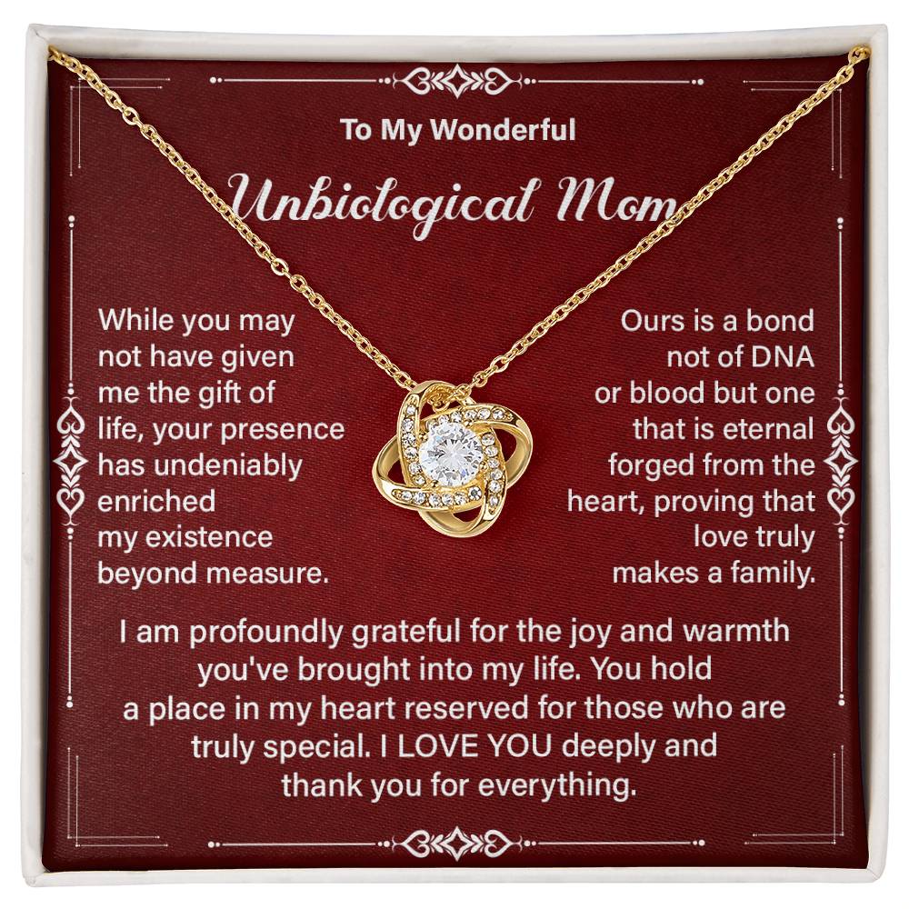 To My Wonderful Unbiological Mom, Best Necklace For Eternal Love And Gratitude Engraved Special Bond Necklace Gift Best Family By Heart Necklace Gift Best Second Mom Love Necklace Family Beyond DNA Necklace