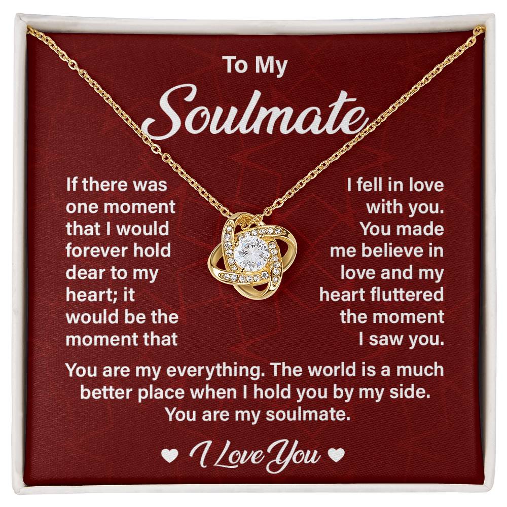 Soulmate Necklace Gift for Her with Love Quote