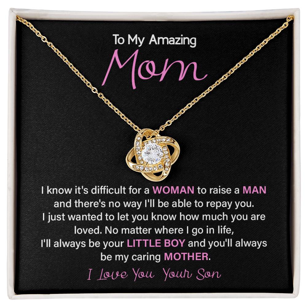 Necklace for Mom from Son – You Raised a Man Message Card Gift