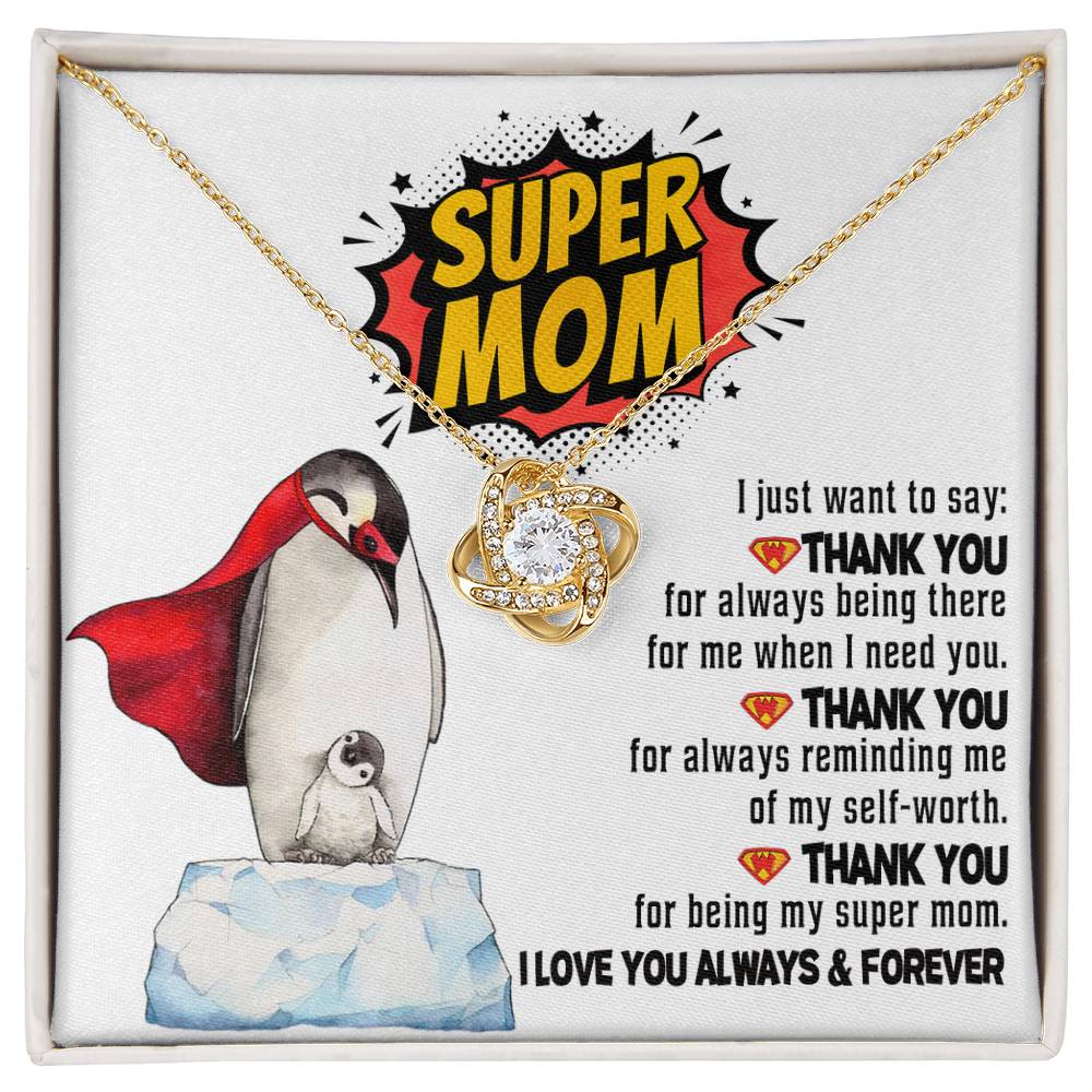 Thank You Super Mom Necklace with Heroic Message Card