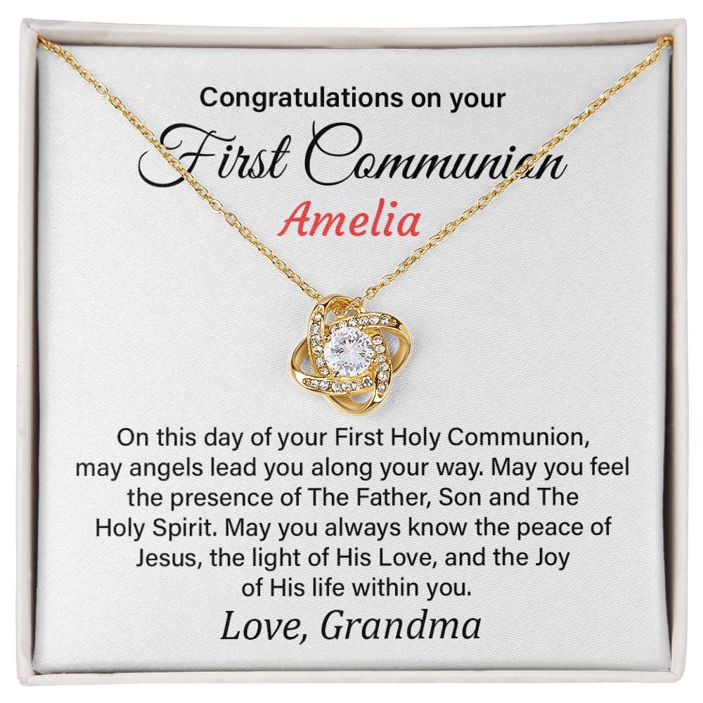 Congratulations On Your First Communion Amelia Elegant Jewelry Thoughtful Necklace For Peace And Joy Loving Pendant With A Holy Message Sentimental Jewelry Gift From Grandma Loving Pendant For A Holy Moment Custom Sentimental Necklace